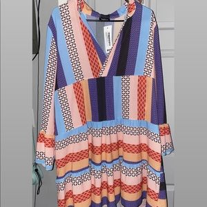 Plus size long sleeved patch pattern dress